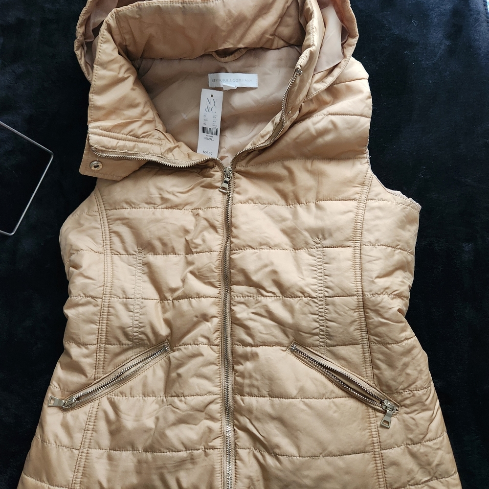 Tan Quilted Hooded Vest